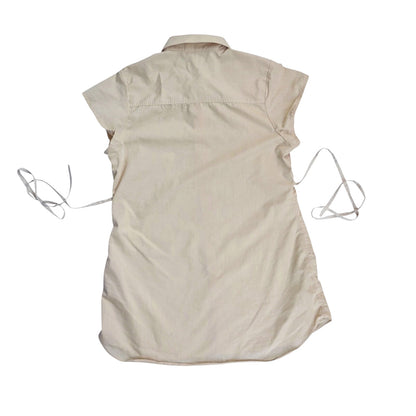 Large pale yellow upcycled button up dress