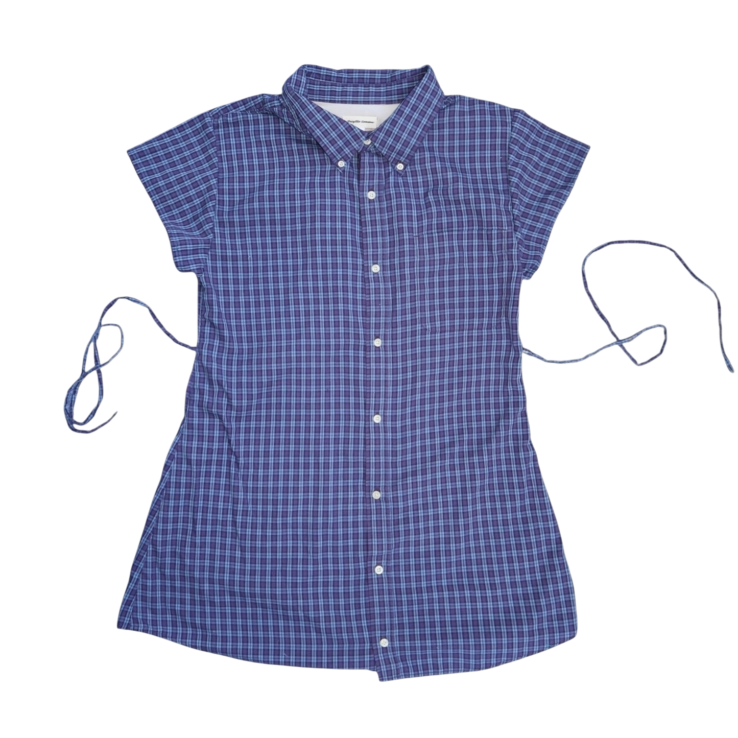 Large plaid upcycled button up dress