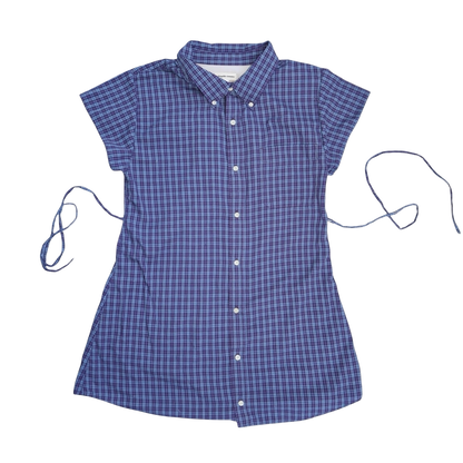 Large plaid upcycled button up dress