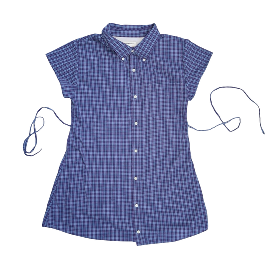 Large plaid upcycled button up dress