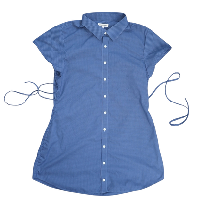 XL blue upcycled button up dress