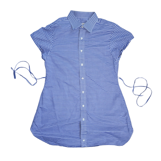 XL striped upcycled button up dress