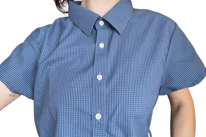 XL blue upcycled button up dress