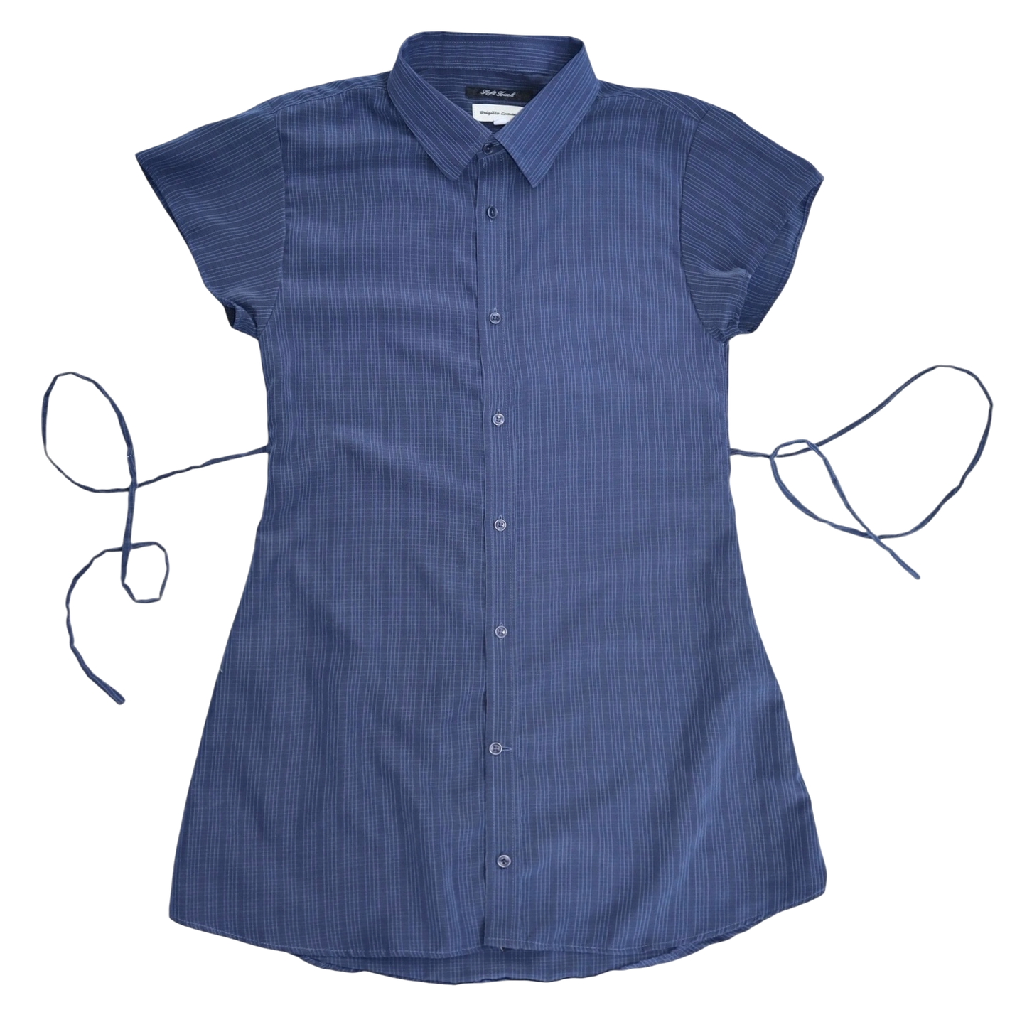 Medium navy upcycled button up dress