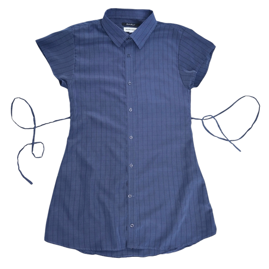 Medium navy upcycled button up dress