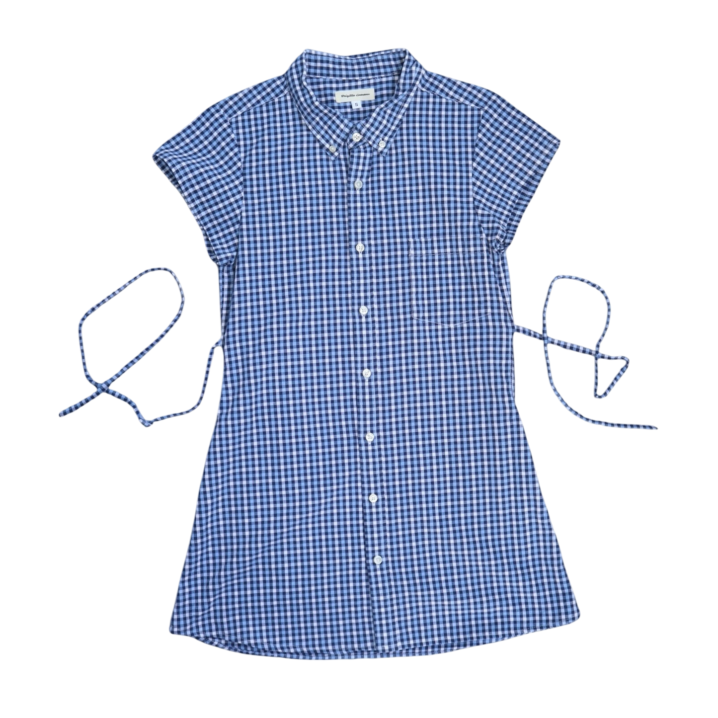 Small blue upcycled button up dress