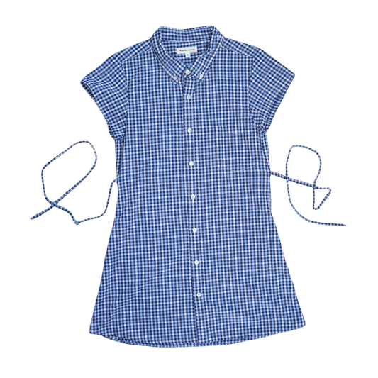 Small blue upcycled button up dress