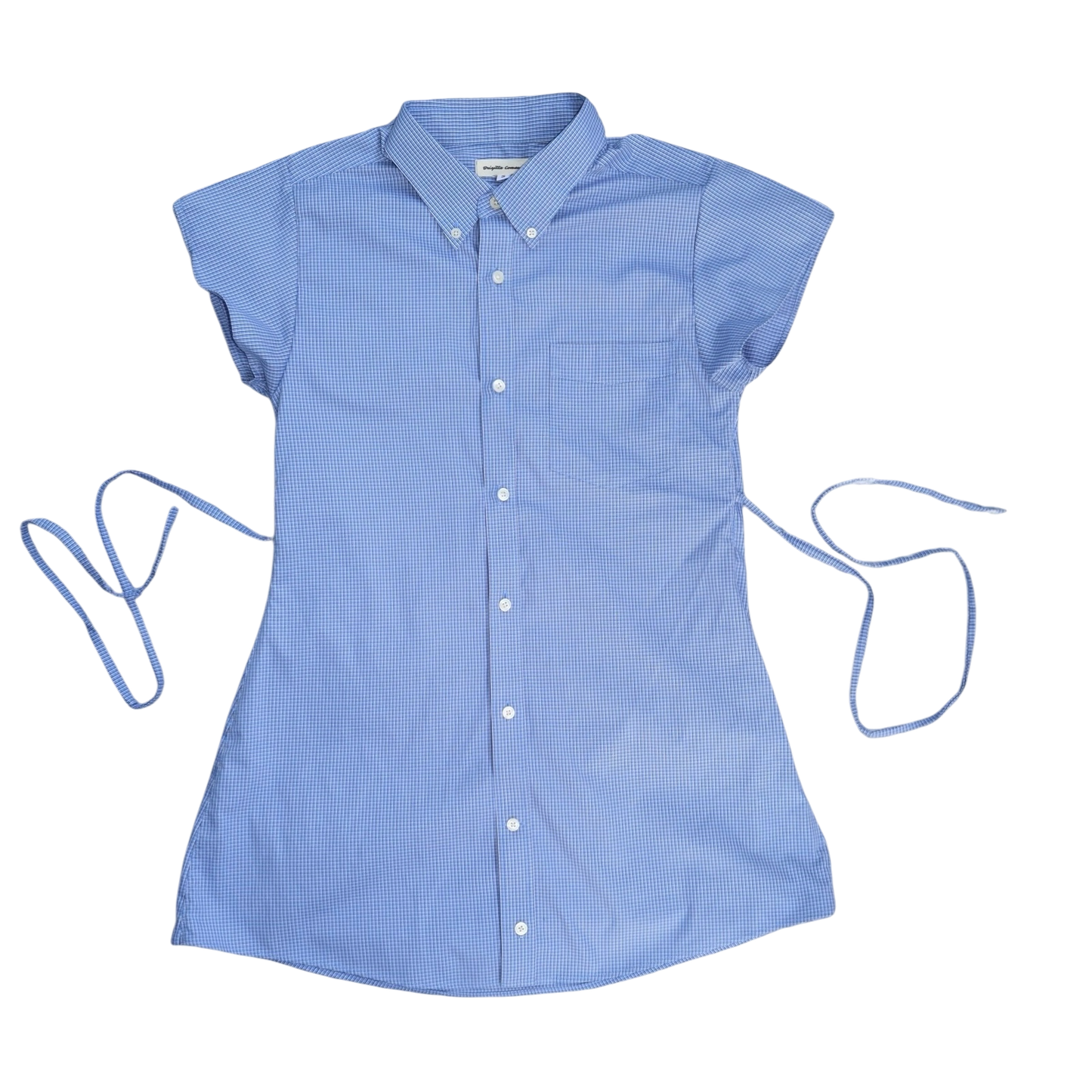 Small blue upcycled button up dress