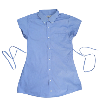 Small blue upcycled button up dress