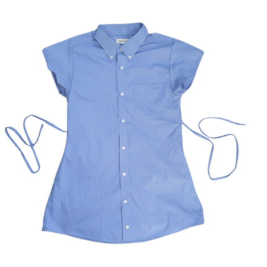Small blue upcycled button up dress
