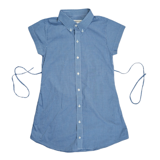 Small turquoise upcycled button up dress