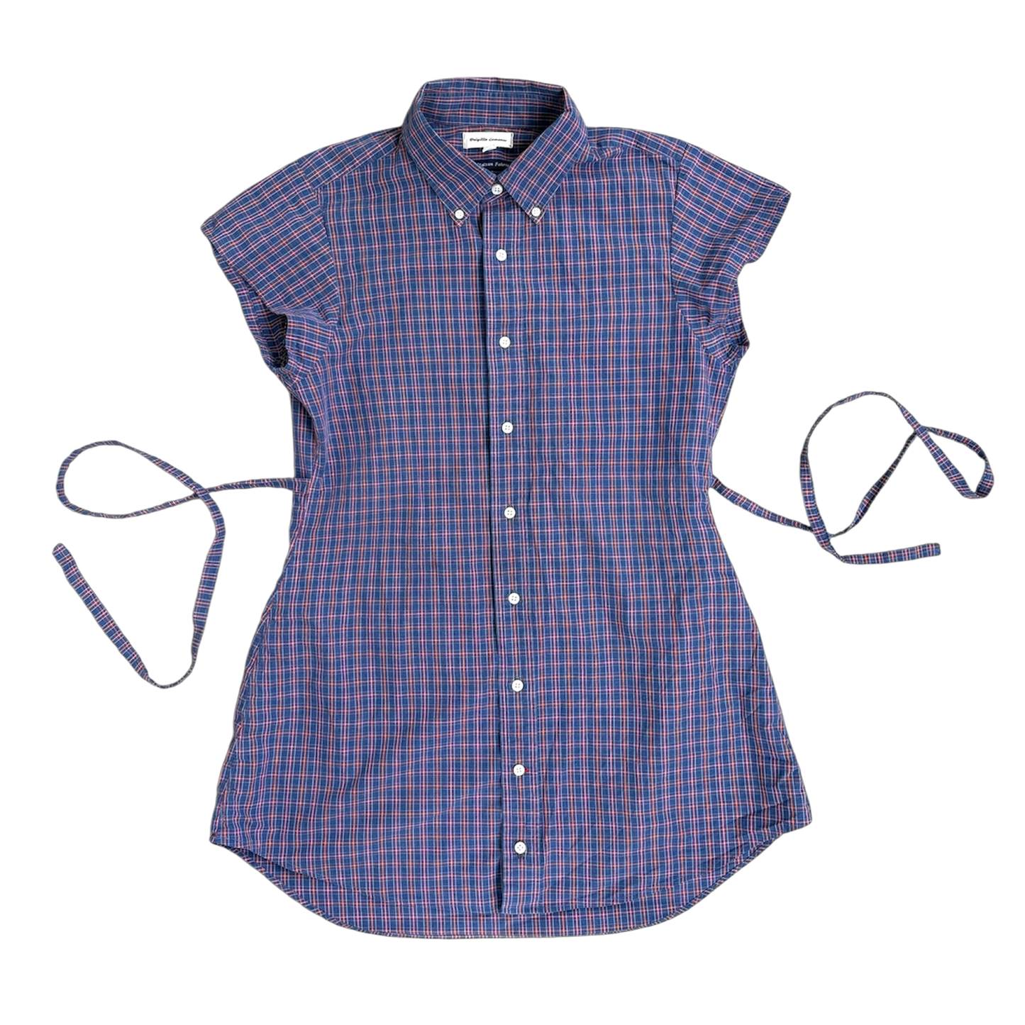 Medium purple plaid button up dress