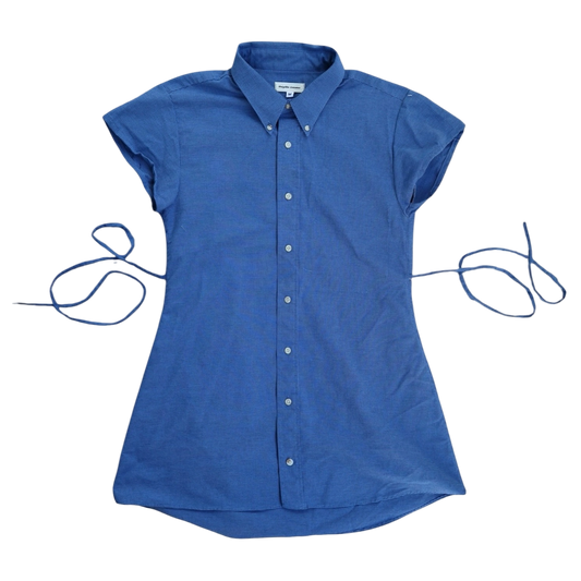 Medium blue button up dress *short*