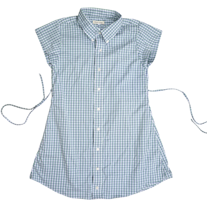 Small plaid upcycled button up dress
