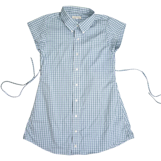 Small plaid upcycled button up dress
