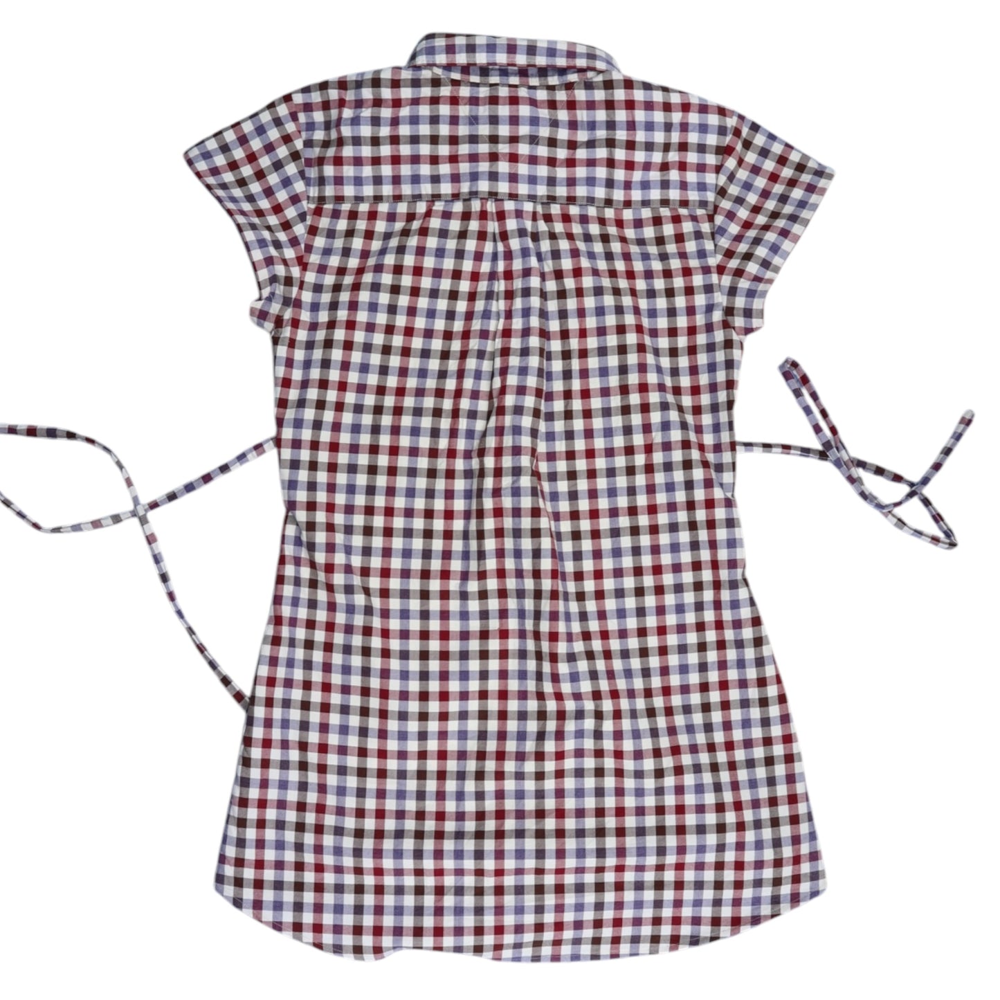XS red & blue gingham upcycled button up dress