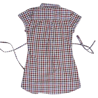 XS red & blue gingham upcycled button up dress