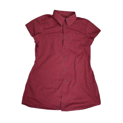 XL burgundy upcycled button up dress *tall*