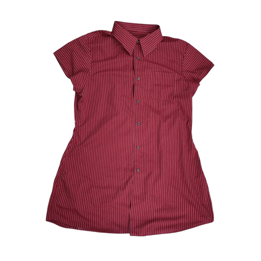 XL burgundy upcycled button up dress *tall*